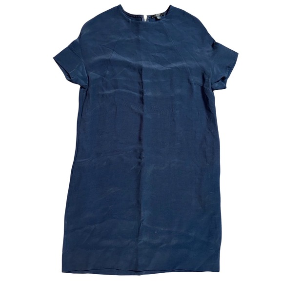 COS Navy Blue Rayon Short Sleeve Shift Dress Size 4 - Picture 1 of 9